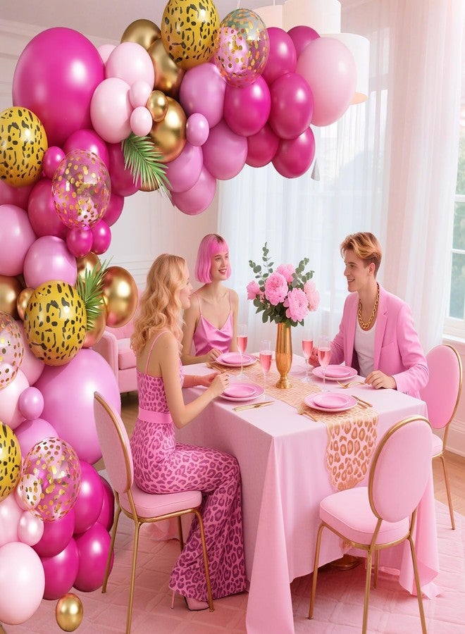 Vibzox Hot Pink Cheetah Print Balloon Arch Kit, Pink Gold Balloons Garland with 4D Foil Leopard Balloon for Safari Jungle Wild Cheetah Print Birthday Bridal Shower Party Decorations - Image 5